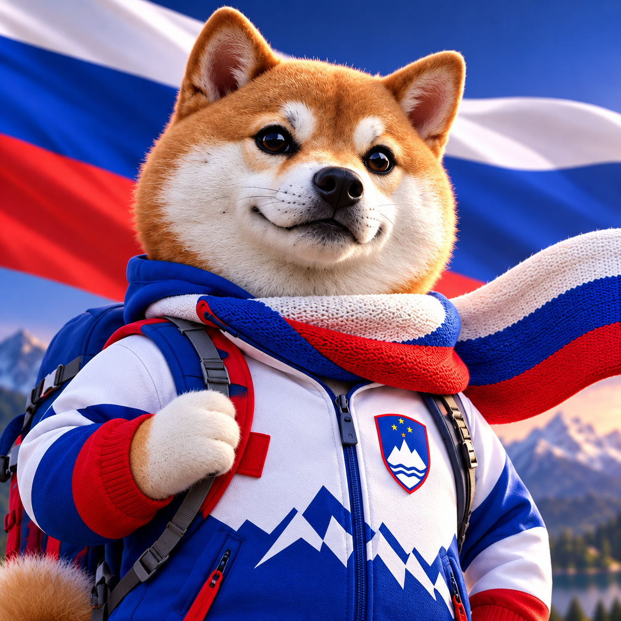 Slovenia Inu wearing Slovenian alpine gear